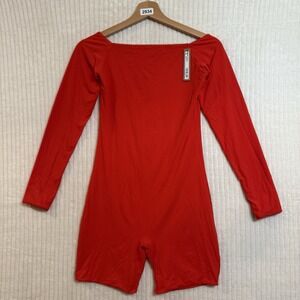 Skims Fits Everybody Open Back Long Sleeve Romper In Ruby Sz Small NWT Sold Out